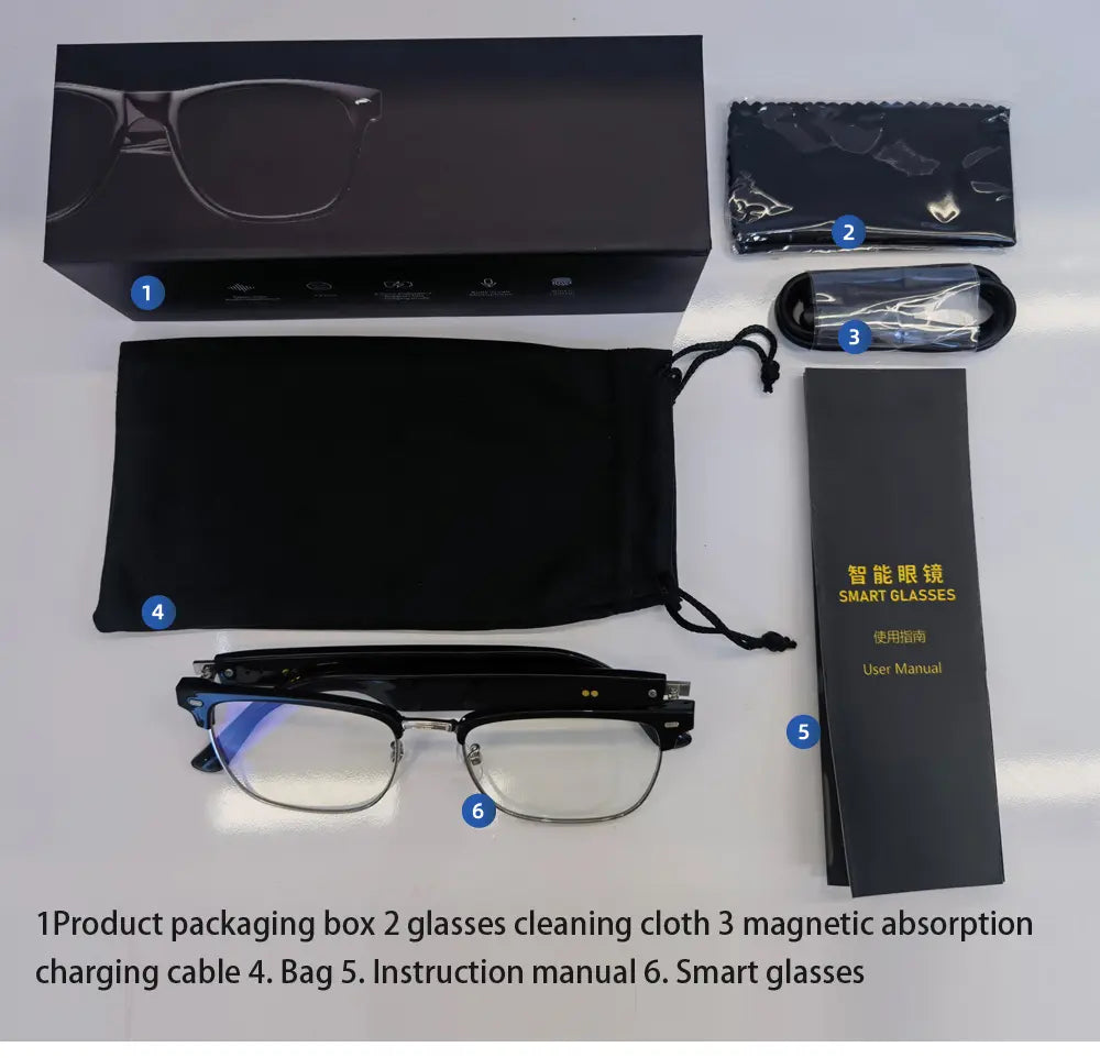 E13 Smart Glasses UV Protection Anti-Blue Light , Bluetooth Glasses Compatible for Men & Women , Black Multifunctional Wireless Sunglass , Wearable Digital Electronic Gadgets
