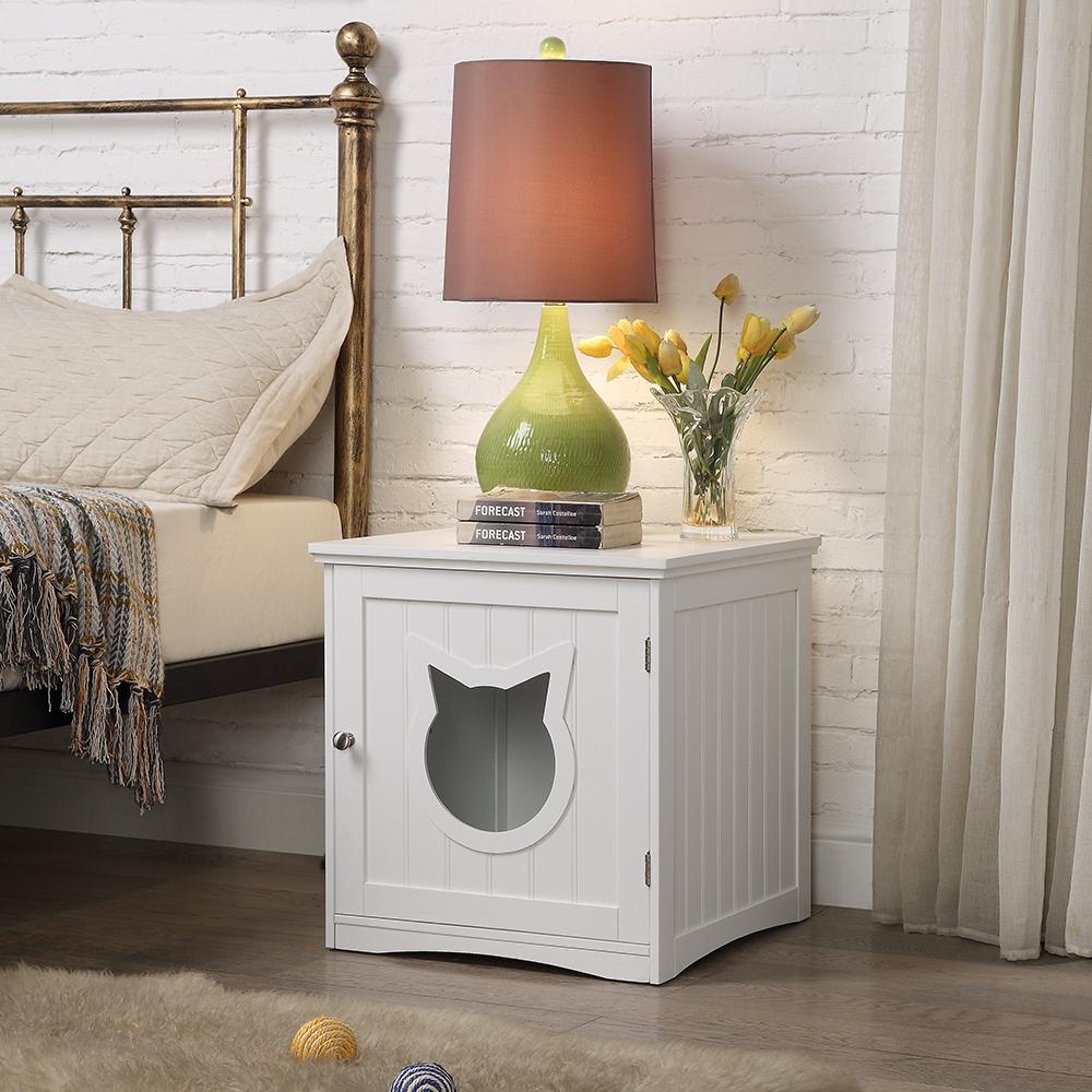 Cat House Side Table, Nightstand Pet House, Litter Box Enclosure