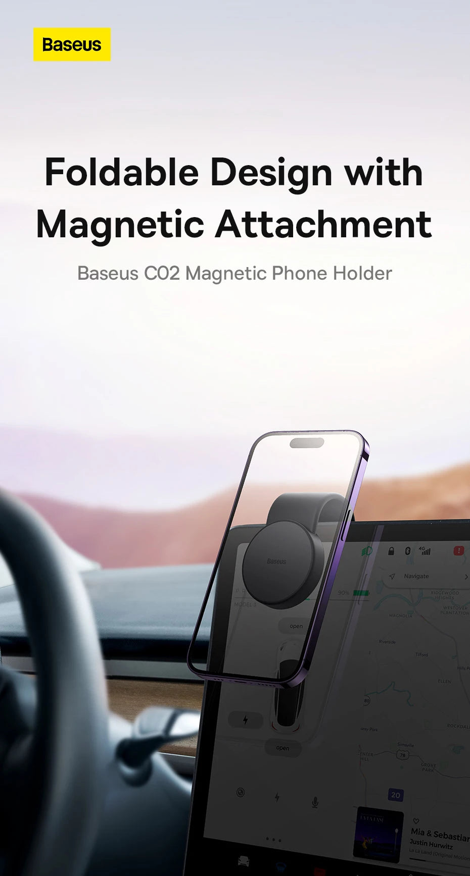 Baseus Magnetic Car Phone Holder Universal For iPhone 14 13 12 Pro Car Phone Stand Support Clip Mount Holder Magsafe Holder