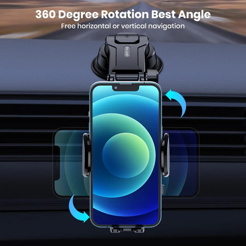TOPK 2-in-1 Car Phone Holder – Handsfree Mount for Dashboard & Air Vent, Compatible with iPhone, Samsung & Android
