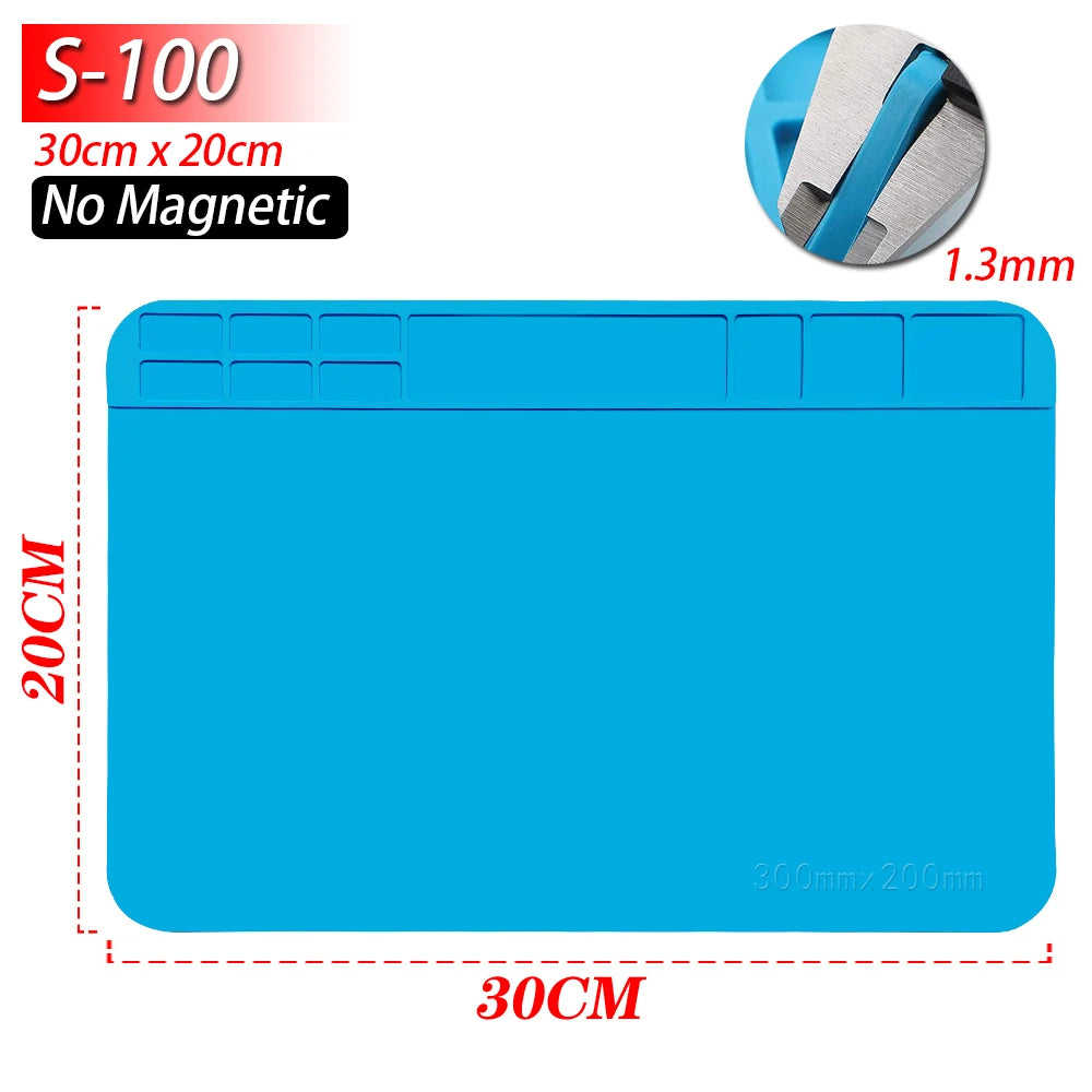 Soldering Station Silicone Work Mat – Heat-Resistant 932°F, Anti-Static Magnetic Mat for Electronics, Phone & Laptop Repair
