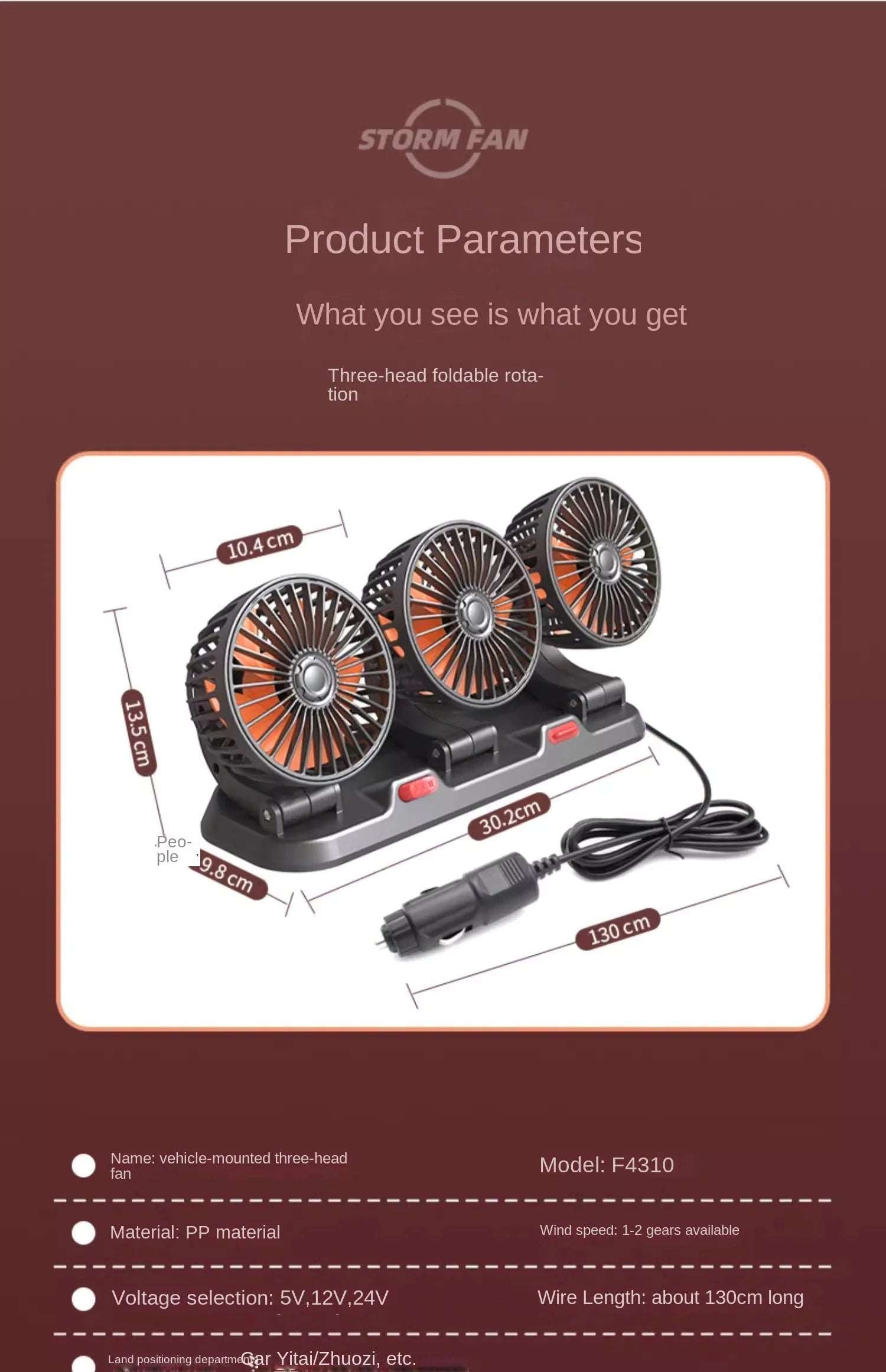 Car Fan 360° Adjustable 3 Head Air Fan Automotive Electric Fan USB/12V/24V Fan 2 Speeds Car Silent Fan For Home Desk Office&Car