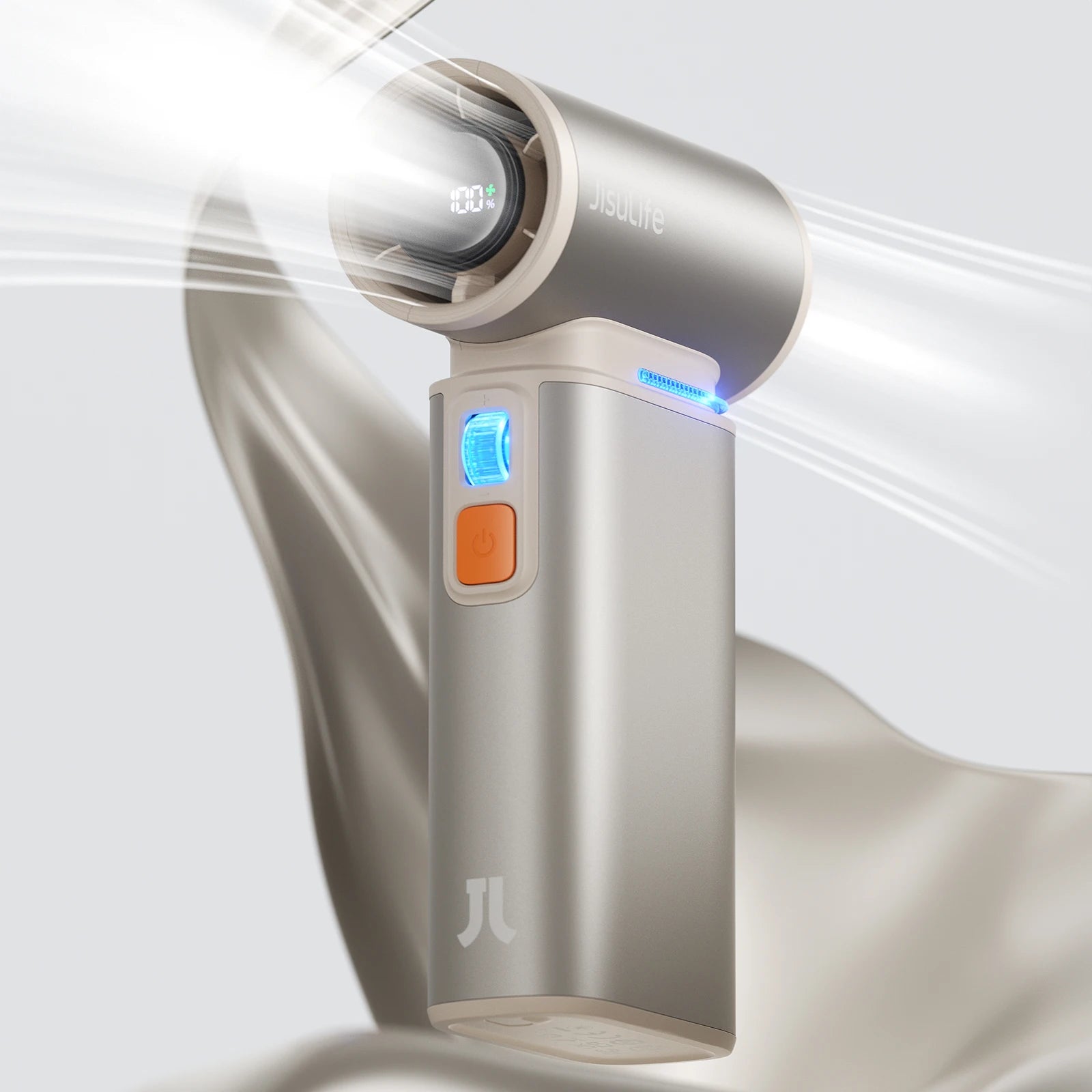JISULIFE Portable Handheld Fan – 100-Speed Turbo, 9000mAh Rechargeable with LED Display