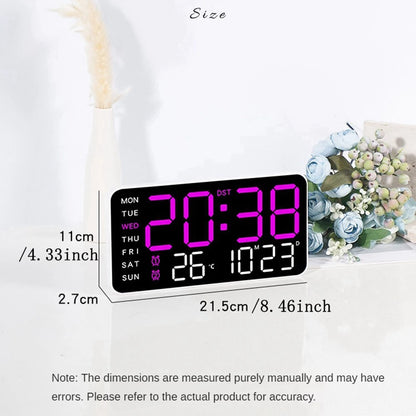 LED Digital Wall Clock – Temperature, Date & Week Display with Alarm, Voice Control & Adjustable Brightness