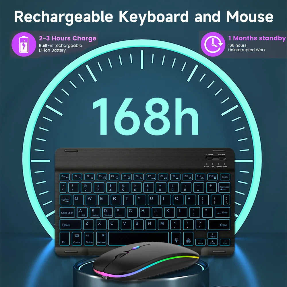 Wireless Bluetooth Keyboards For Android iOS Windows Mini Backlight Keyboard For Apple Xiaomi Samsung Tablet Keyboard and Mouse