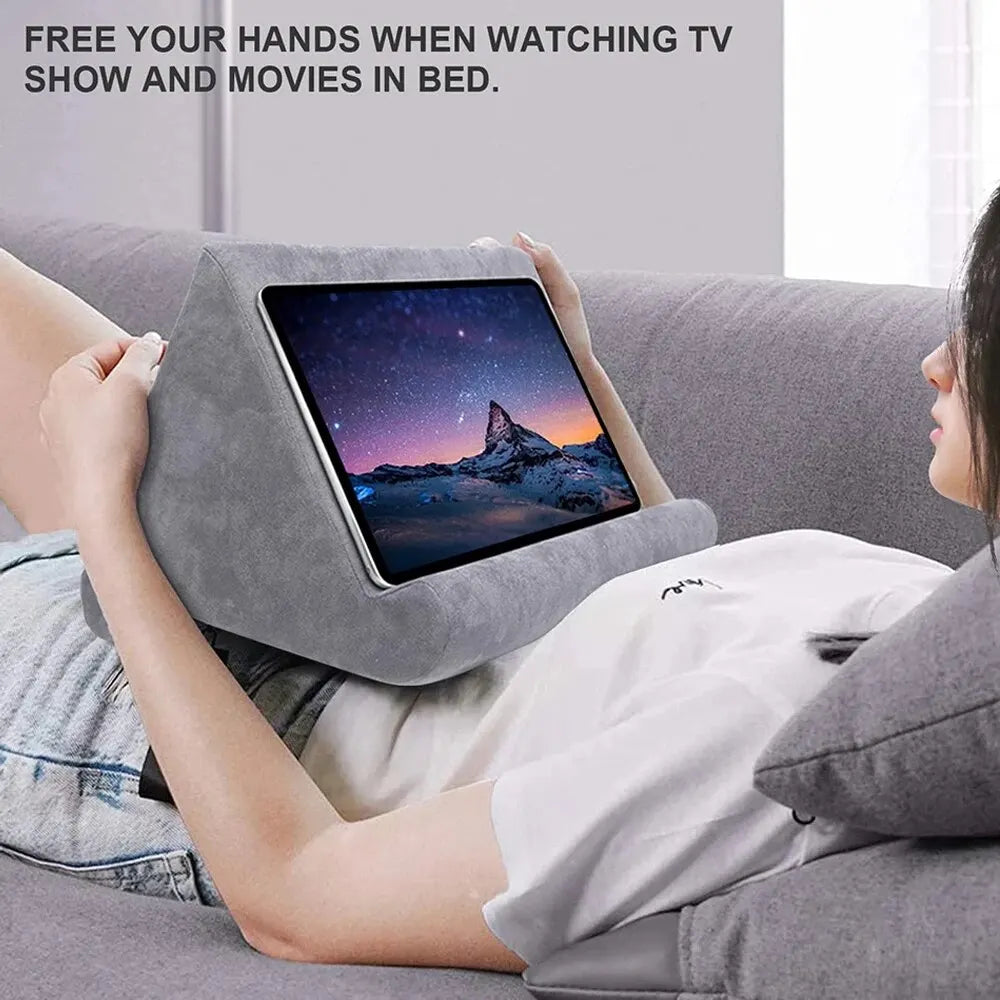 Xnyocn Tablet Pillow Stand – Adjustable Multi-Angle Soft Holder for iPad, Tablets, E-Readers & Smartphones, Comfortable Lap Cushion for Reading, Gaming, and Hands-Free Use