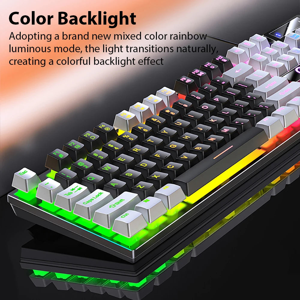 K500 Wired Office & Gaming Keyboard – 104 Keys, Multicolor Backlight, Mechanical Feel, USB for Windows & macOS