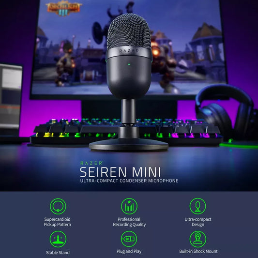 Seiren Mini USB Condenser Microphone for Streaming and Gaming on PC - Crystal Clear Audio for Content Creators