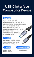 Unnlink 2-in-1 USB Type-C Data Cable – 100W PD Fast Charging & 40Gbps Thunderbolt 4/3 Compatible