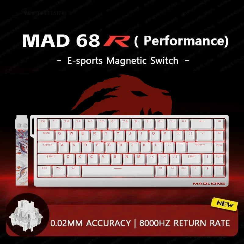 MADLIONS Mad60 Mad68 HE Mechanical Keyboard Magnetic Switch Madcatz Mad60he Wired Game Keyboard Rapid Trigger Custom Keyboard