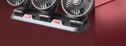 "360° Adjustable 3-Head Car Fan | USB/12V/24V Silent Automotive Electric Fan | 2-Speed Cooling for Car, Home, Desk & Office"