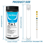 100 Pcs 9-in-1 / 7-in-1 Aquarium Test Kit – Fish Tank Water Quality Monitor with pH Test Strips, Fast & Accurate