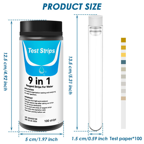 100 Pcs 9-in-1 / 7-in-1 Aquarium Test Kit – Fish Tank Water Quality Monitor with pH Test Strips, Fast & Accurate