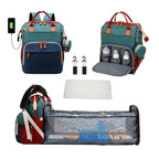3-in-1 Diaper Bag & Foldable Baby Bed – Waterproof Travel Backpack with USB Charging, Large Capacity & Multi-Function Design