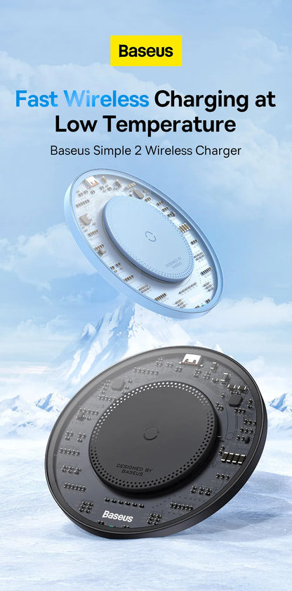 Baseus 15W Qi Wireless Charger For iPhone 14 13 12 For Airpods Visible Fast Wireless Charging Pad For Samsung S22 Xiaomi 13 Poco