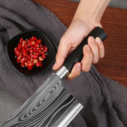 Laser Damascus Kitchen Knife & Scissors Set – Stainless Steel Sharp Chef Knives with Sharpening Rod for Cooking