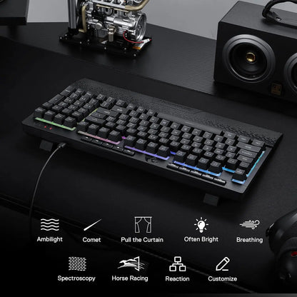 Redragon K515 Shiva RGB Gaming Keyboard | 98 Keys Mechanical Feel | Linear Switch | Detachable Wrist Rest | USB Wired