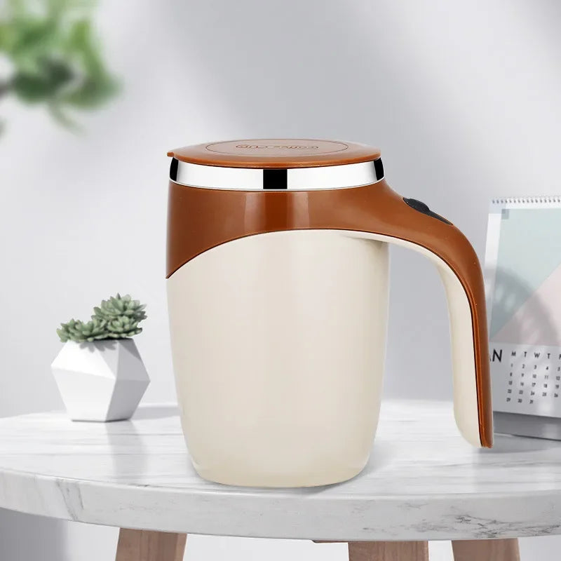 Automatic Portable Coffee Mixing Cup – Battery-Powered Electric Stainless Steel Rotary Mixer