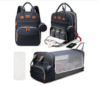 3-in-1 Diaper Bag & Foldable Baby Bed – Waterproof Travel Backpack with USB Charging, Large Capacity & Multi-Function Design
