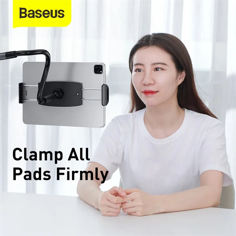 Baseus-Universal Flexible Phone Holder, 360 Rotating, Long Arm, Lazy Clip, Bed Desktop Stand, iPhone, iPad, Tablet