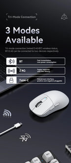 Attack Shark X3Pro/X3 Wireless Gaming Mouse – 26000 DPI, Tri-Mode Connectivity, Ergonomic Ultra-Lightweight Design with RGB for PC, Laptop & Console Gaming