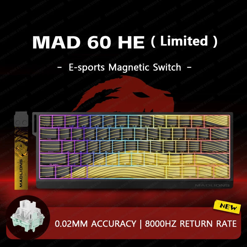 MADLIONS Mad60 Mad68 HE Mechanical Keyboard Magnetic Switch Madcatz Mad60he Wired Game Keyboard Rapid Trigger Custom Keyboard