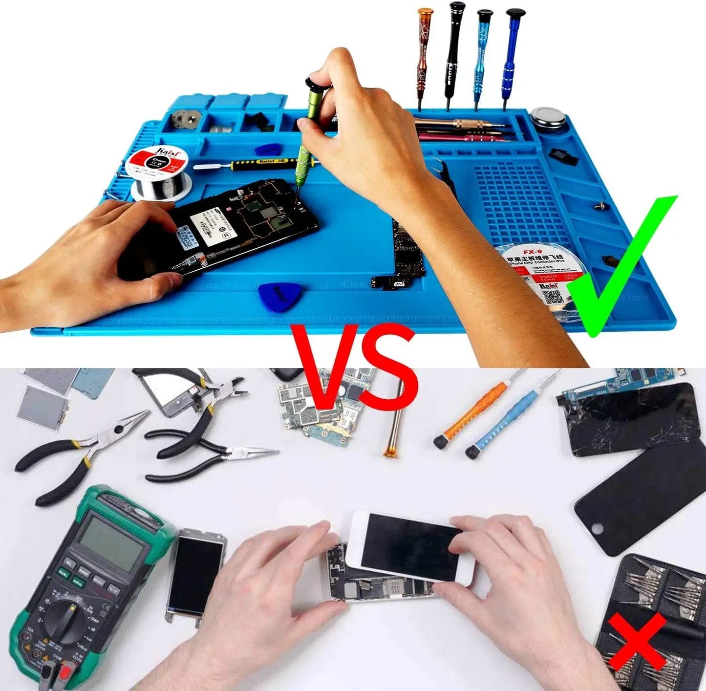 Soldering Station Silicone Work Mat – Heat-Resistant 932°F, Anti-Static Magnetic Mat for Electronics, Phone & Laptop Repair