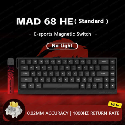 MADLIONS Mad60 Mad68 HE Mechanical Keyboard Magnetic Switch Madcatz Mad60he Wired Game Keyboard Rapid Trigger Custom Keyboard