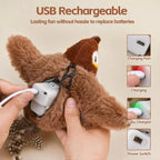 Interactive Cat Toy – Rechargeable Chirping Flapping Bird with Catnip | Touch-Activated Plush Toy for Indoor Cats