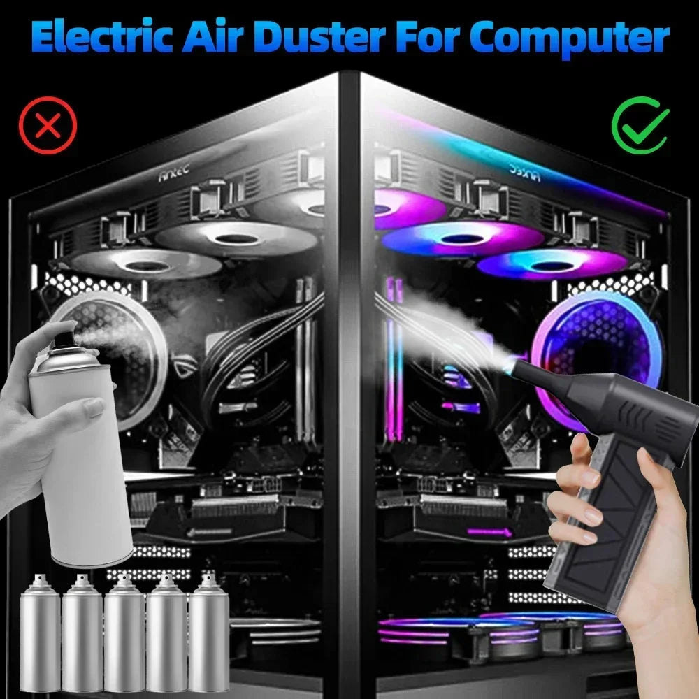 130000RPM Mini Turbo Jet Fan – Rechargeable Electric Air Duster with Adjustable Wind Speed & LED Light for Car Cleaning