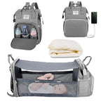 3-in-1 Diaper Bag & Foldable Baby Bed – Waterproof Travel Backpack with USB Charging, Large Capacity & Multi-Function Design