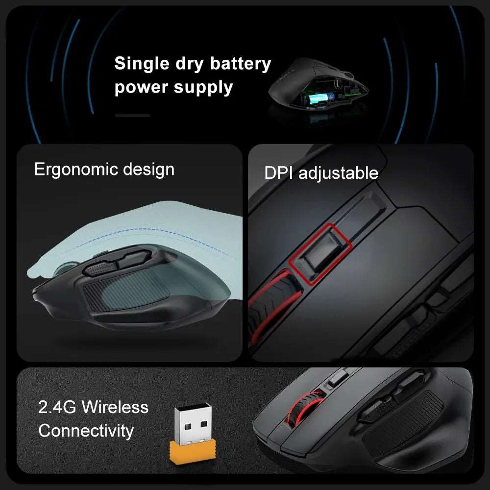 E-YOOSO X-31 USB 2.4G Wireless Gaming Large Mouse for Big Hands PAW3212 4800 DPI 5 Buttons for Gamer Mice Computer Laptop PC