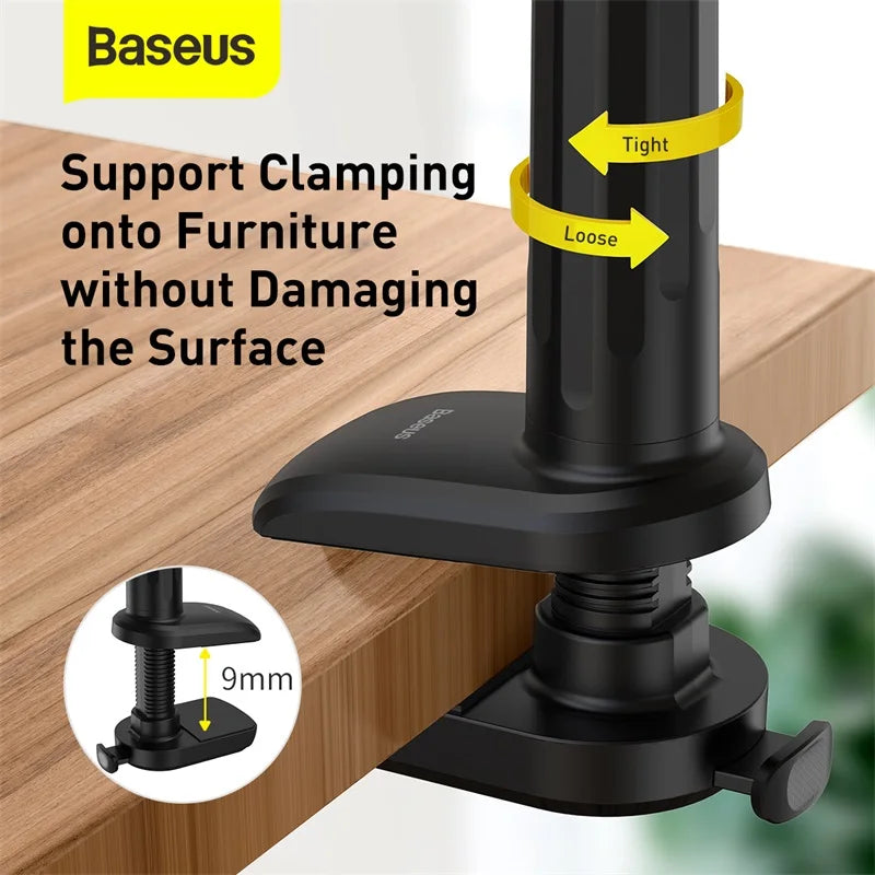 Baseus-Universal Flexible Phone Holder, 360 Rotating, Long Arm, Lazy Clip, Bed Desktop Stand, iPhone, iPad, Tablet