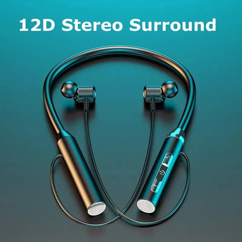 Wireless Neckband Bluetooth Earphones – HiFi 9D Stereo, Waterproof, Long Battery Life, Comfortable & Sweat-Resistant for Running, Gym, Travel, and Daily Use