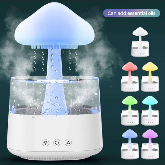 Colorful USB Night Light Air Humidifier - Mushroom Rain Aroma Diffuser