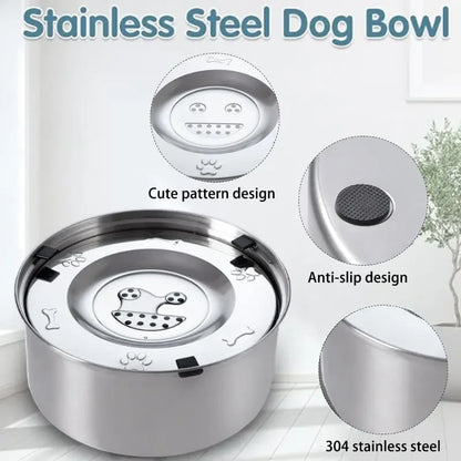 Big Capacity Stainless Steel Dog & Cat Water Bowl – No-Spill, Anti-Splash, Non-Slip Pet Feeder