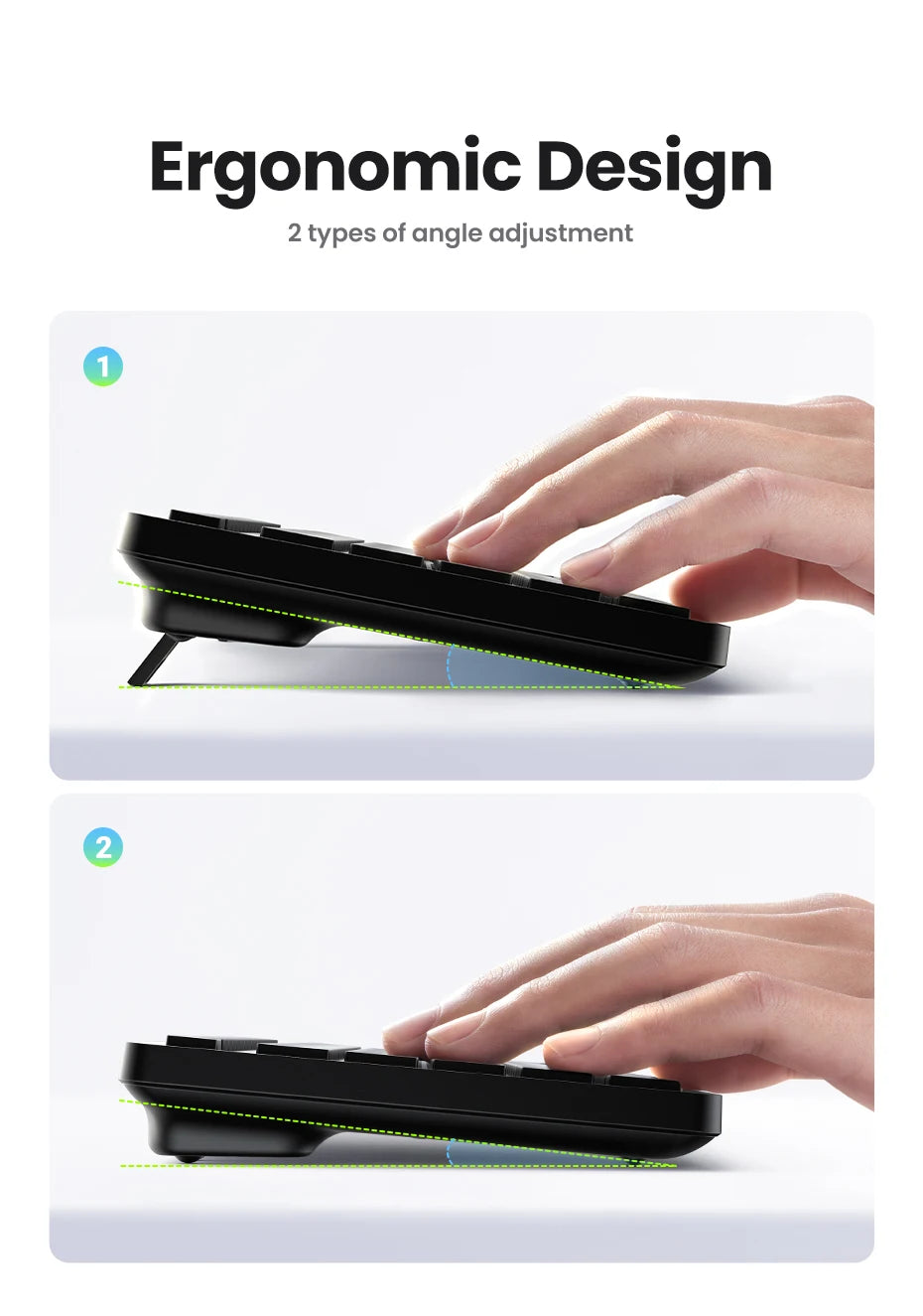 UGREEN Wireless Keyboard 2.4GHz 104 Keys Layout for Laptop Desktop Windows Mac OS PC Accessories English Russian Korean Keycaps