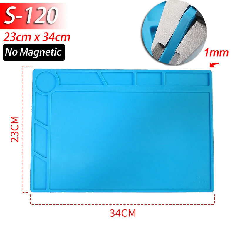 Soldering Station Silicone Work Mat – Heat-Resistant 932°F, Anti-Static Magnetic Mat for Electronics, Phone & Laptop Repair