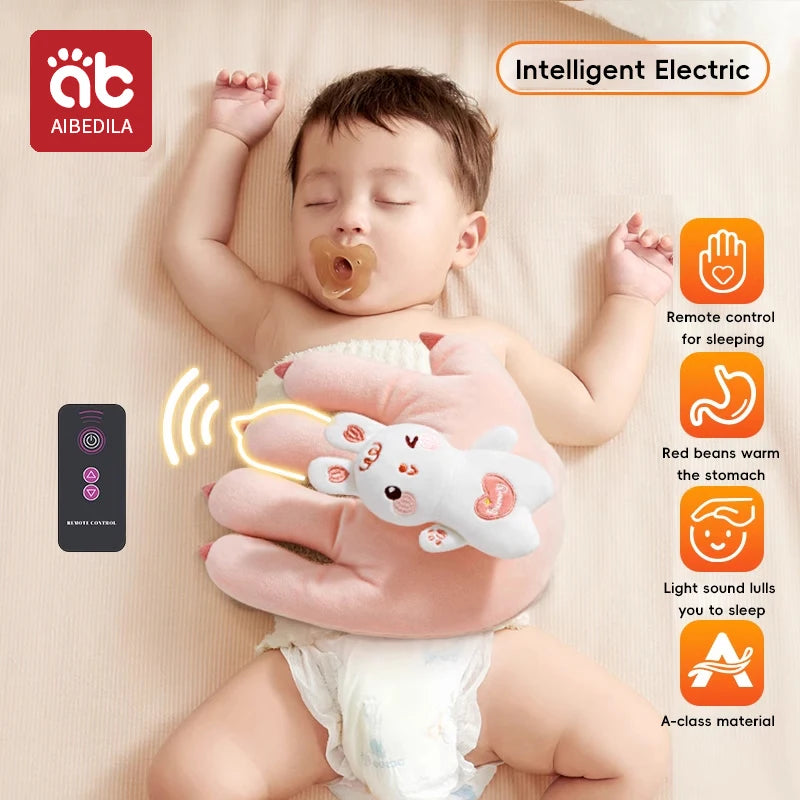AIBEDILA Baby Sleep Aid Pillow – Soothing Hand Palm Design for Infants & Toddlers Remote-Controlled, Heatable & Soft Plush Comfort for Peaceful Sleep and Cuddle Time