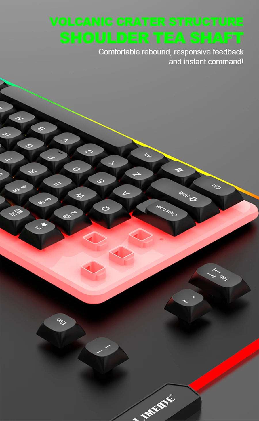 LIMEIDE GTX350 Series Wired 104 Keys Membrane Keyboard Many Kinds of Colorful Lighting Gaming and Office For Windows and IOS