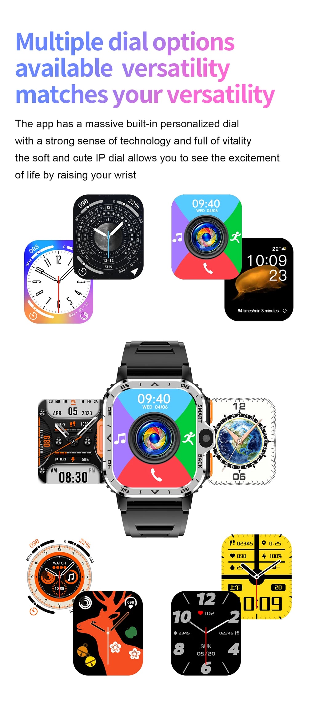 Valdus PGD 4G Android Smart Watch for Men – 64GB ROM, Dual HD Camera, NFC, WiFi, GPS, SIM Support, Fitness & Health Tracker