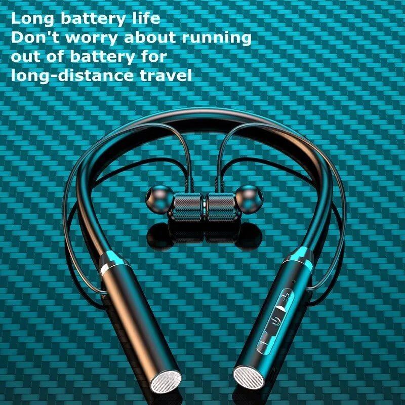 Wireless Neckband Bluetooth Earphones – HiFi 9D Stereo, Waterproof, Long Battery Life, Comfortable & Sweat-Resistant for Running, Gym, Travel, and Daily Use