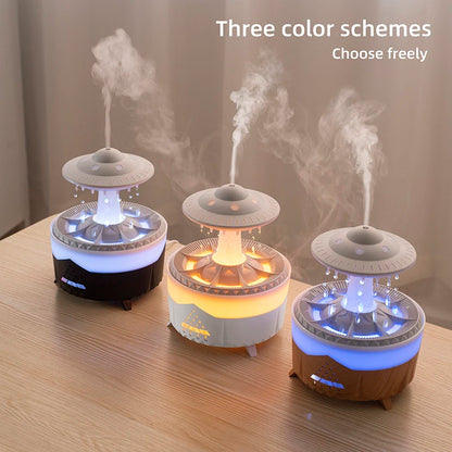 Rain Cloud Humidifier with Essential Oil Diffuser 350ml - 7 Color Night Lights, Remote Control, Water Drip Air Cooler