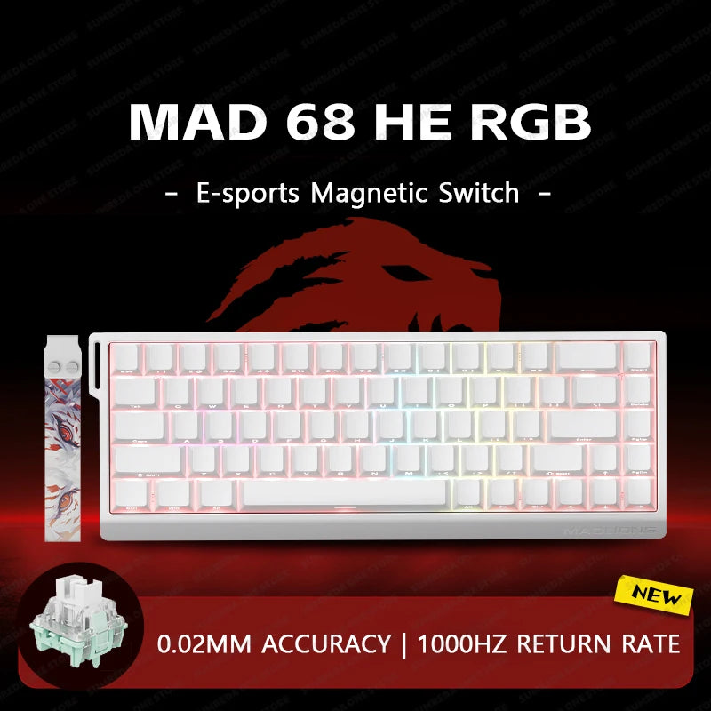 MADLIONS Mad60 Mad68 HE Mechanical Keyboard Magnetic Switch Madcatz Mad60he Wired Game Keyboard Rapid Trigger Custom Keyboard