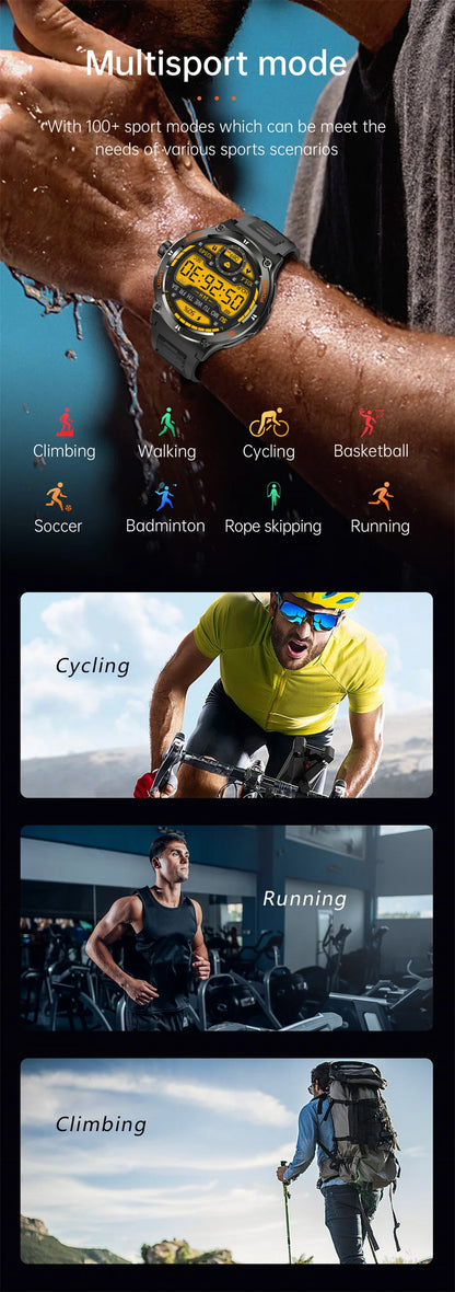 2024 New Outdoor Sport Smartwatch – GPS, Compass, LED Flashlight, 3ATM Waterproof, BT5.3 Call for Huawei & Xiaomi