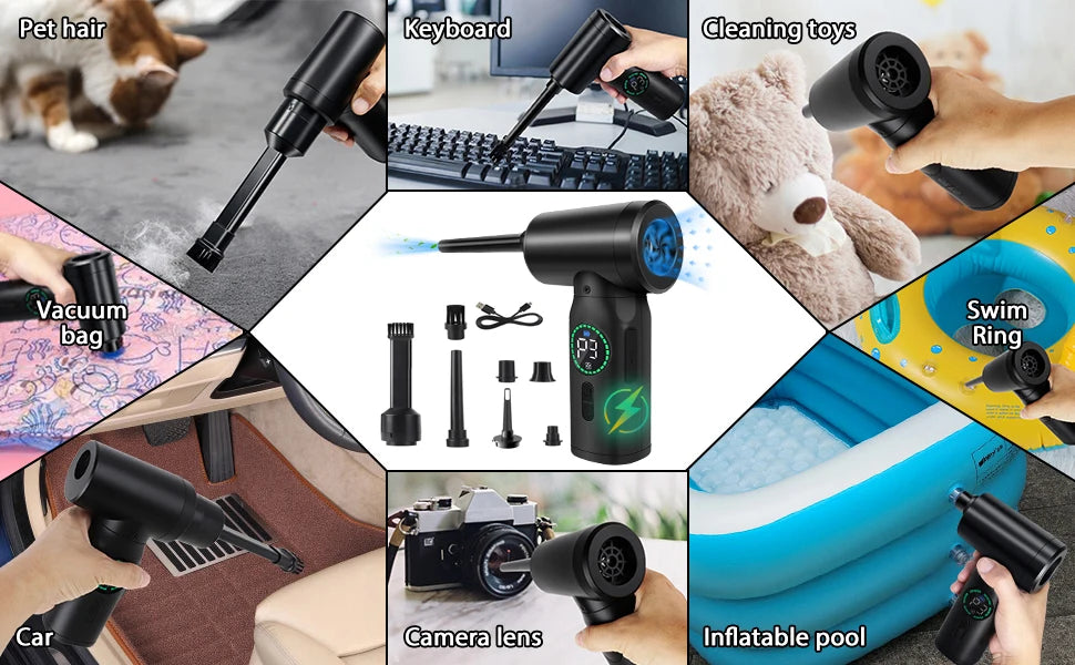 7500mAh Portable Compressed Air Duster – Cordless Multi Air Blower & Vacuum Cleaner for Keyboard & Computer Cleaning