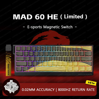 MADLIONS Mad60 Mad68 HE Mechanical Keyboard Magnetic Switch Madcatz Mad60he Wired Game Keyboard Rapid Trigger Custom Keyboard