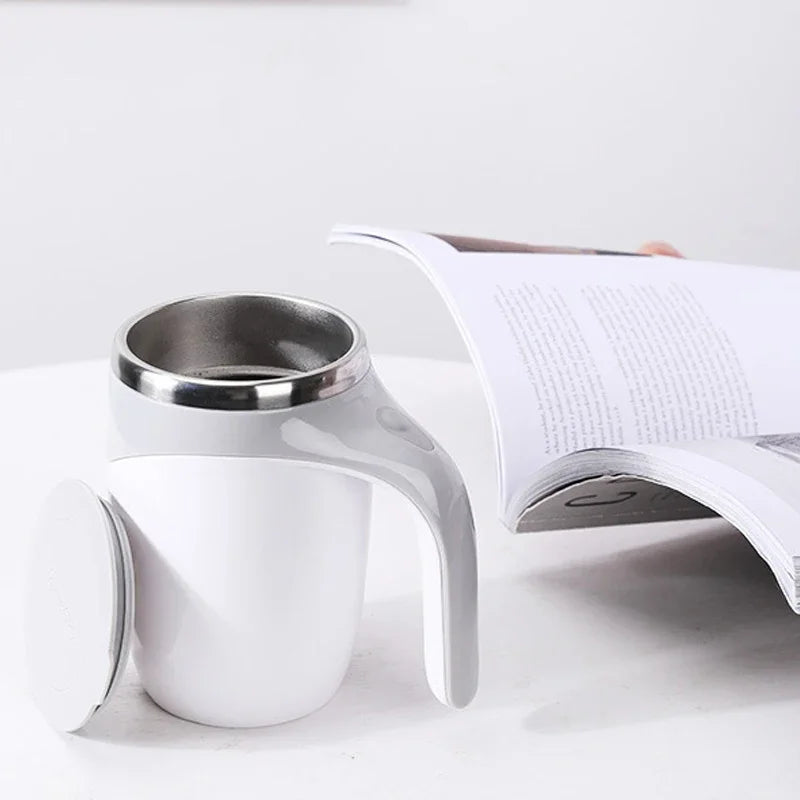 Automatic Portable Coffee Mixing Cup – Battery-Powered Electric Stainless Steel Rotary Mixer