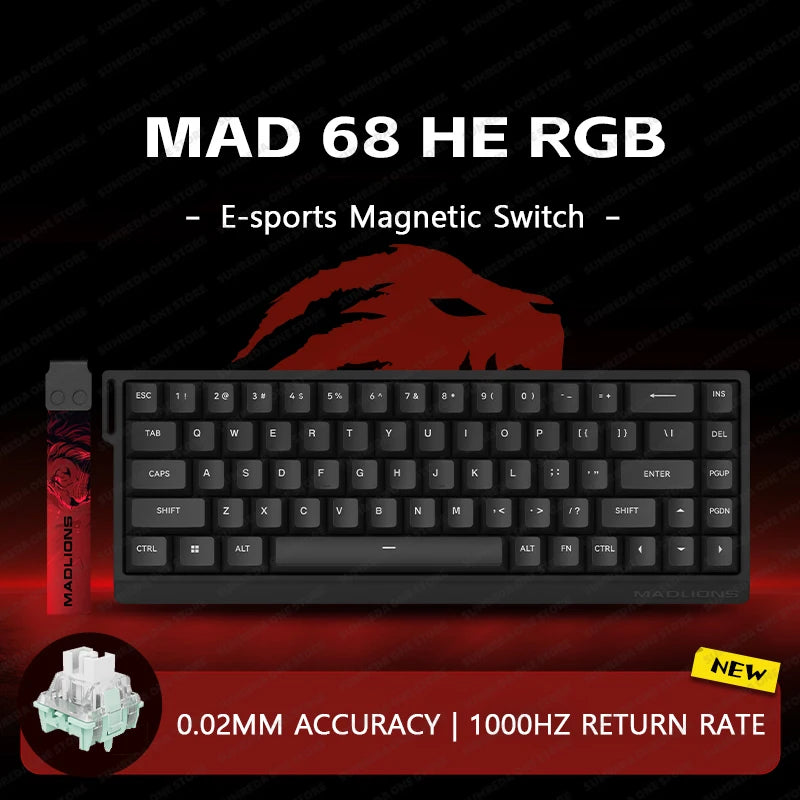 MADLIONS Mad60 Mad68 HE Mechanical Keyboard Magnetic Switch Madcatz Mad60he Wired Game Keyboard Rapid Trigger Custom Keyboard