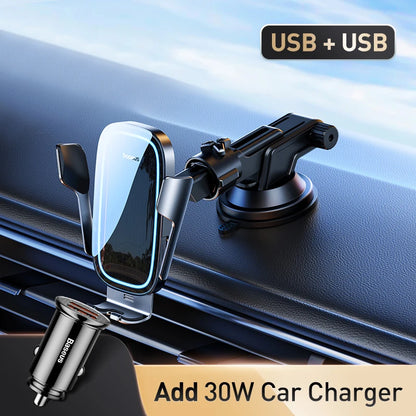 Baseus Car Wireless Charger Car Phone Holder Auto for iPhone 15 Samsung Xiaomi Phone Holder Car Holder 15W Air Vent Mount Holder